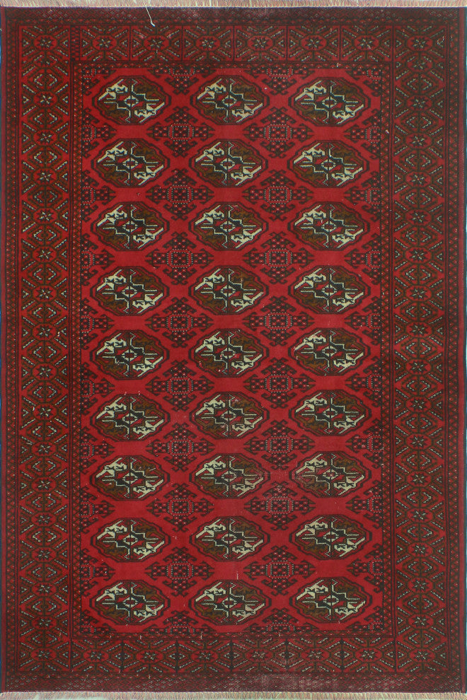Vintage Distressed Lajward Red/Brown Rug, 4'1x6'2