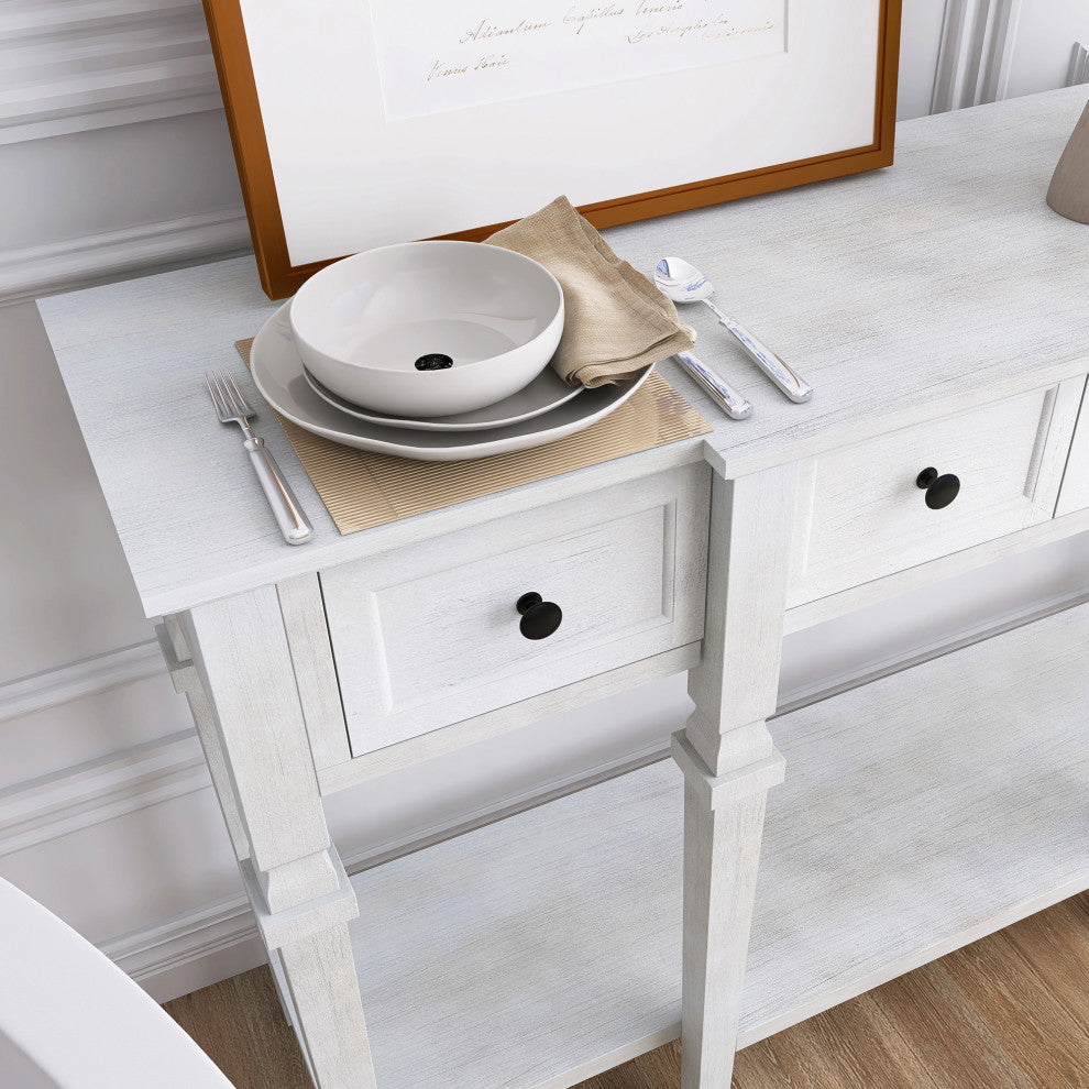 30" Tall MDF 4-Drawer Console Table in White