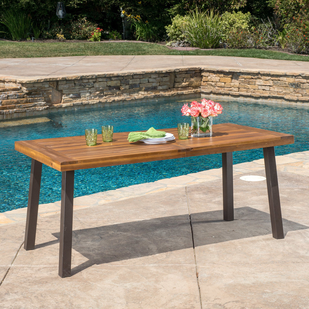 GDF Studio Spanish Bay Teak Finish Acacia Wood Dining Table