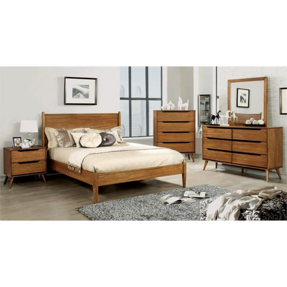 Furniture of America Belkor Solid Wood California King Platform Bed in Oak