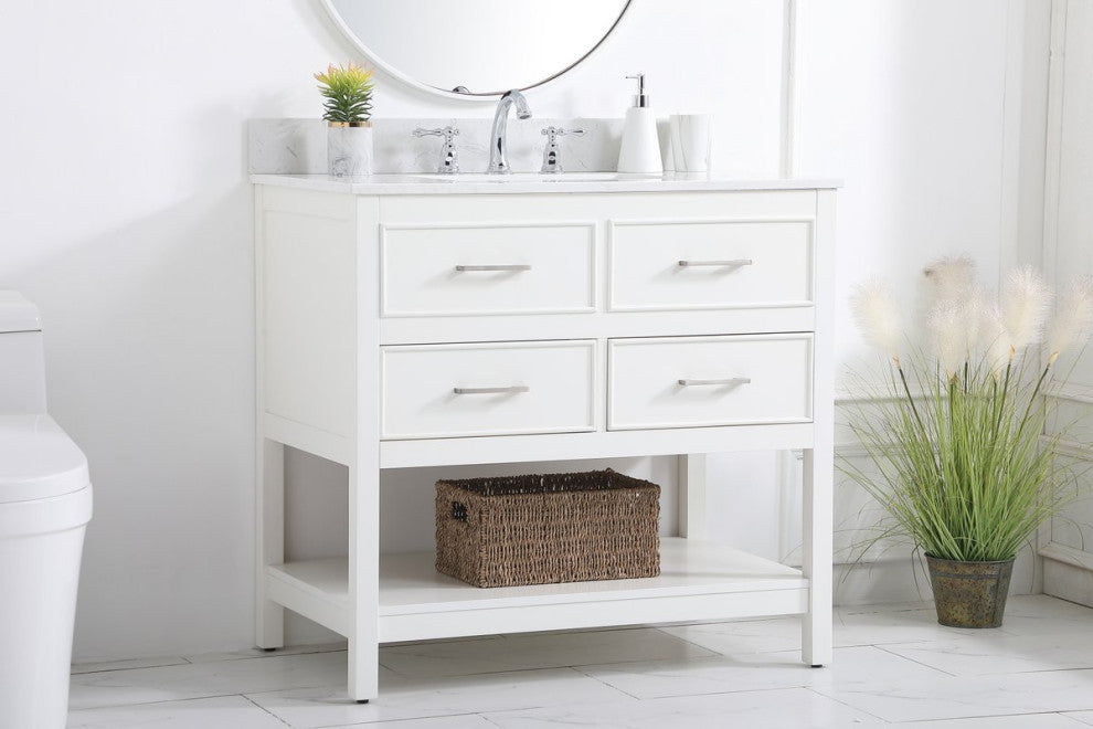 Skylar 36" Single Bathroom Vanity, White, With Backsplash