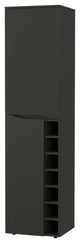 Maya Tall Bar Cabinet with 7 Wine Cubbies, Extendable Shelf, Glass Rack, Black