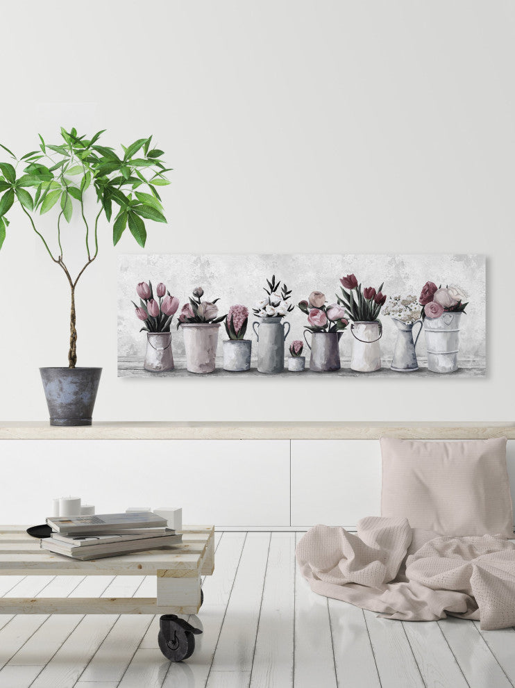"Fresh Pink Tulips" Painting Print on Wrapped Canvas