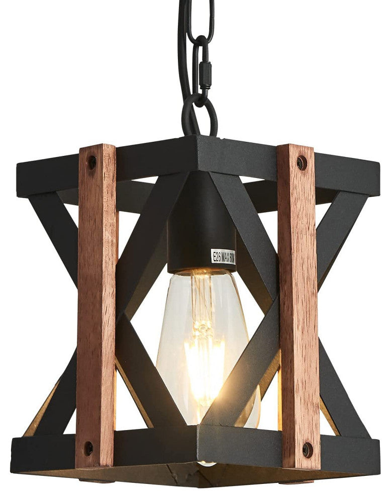Farmhouse Pendant Lighting for Kitchen Island Wood Cage Pendant Light