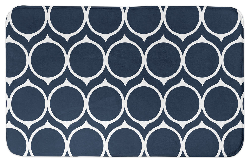Navy Mid Mod Circles 34x21 Bath Mat