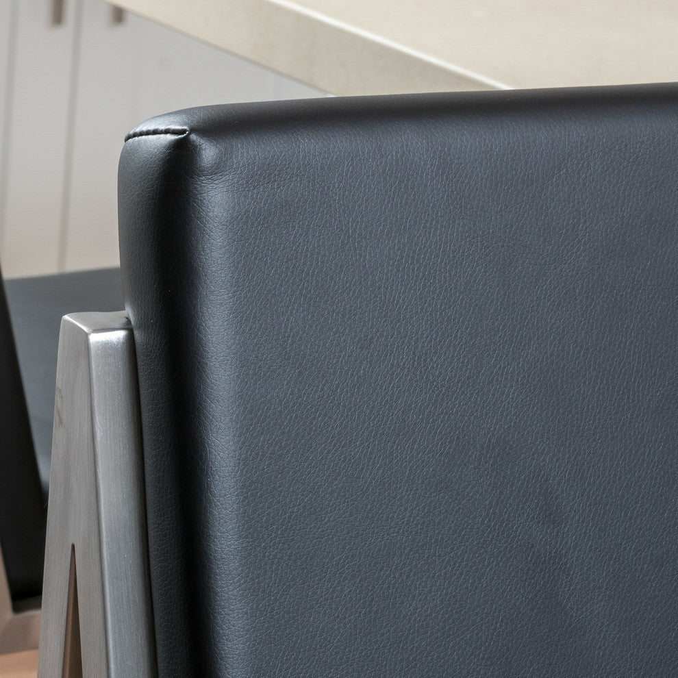 GDF Studio Velica Black Leather Bar Stools, Set of 2