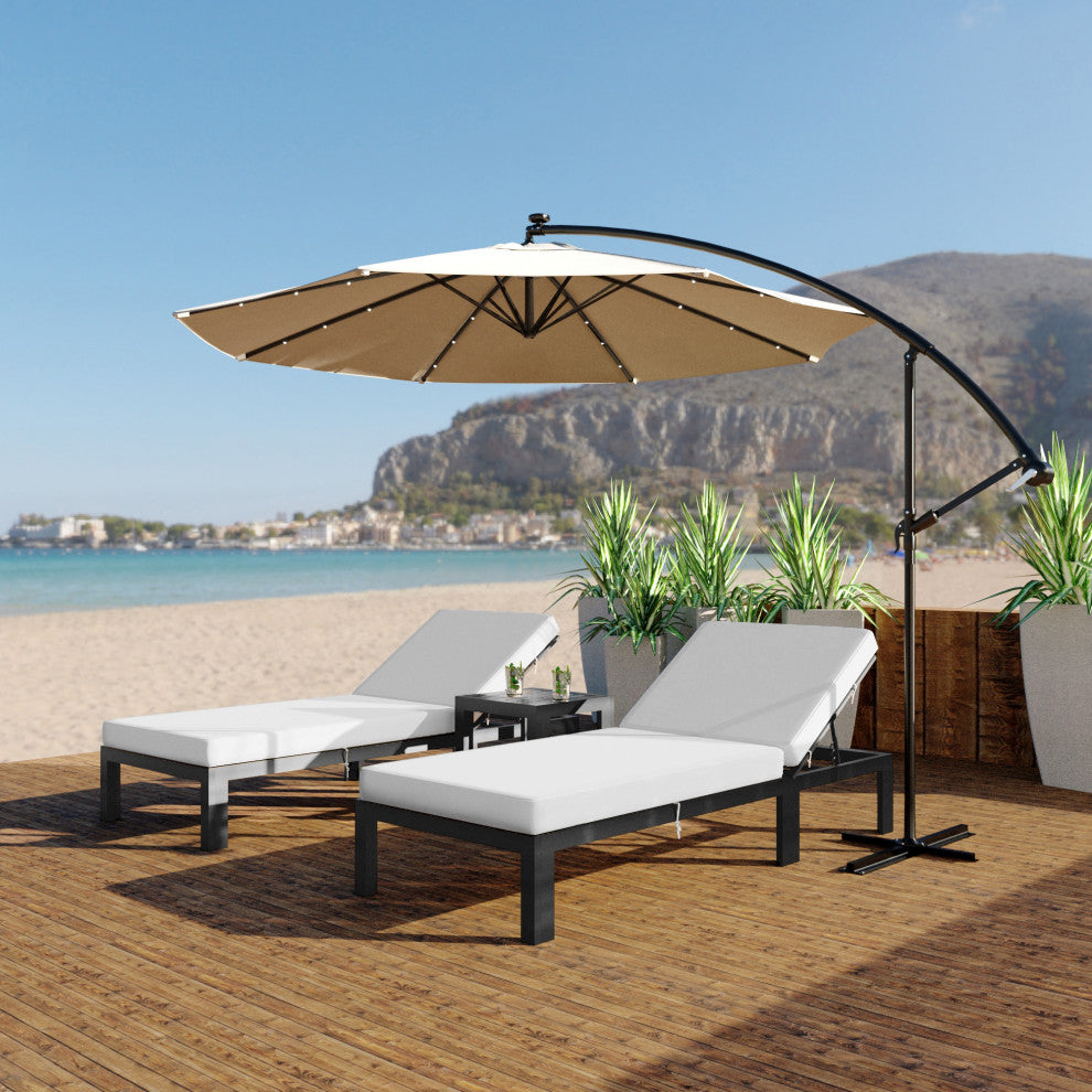 LeisureMod CLBL-77LGR Chelsea Modern Outdoor Chaise Lounge Chair With Cushions