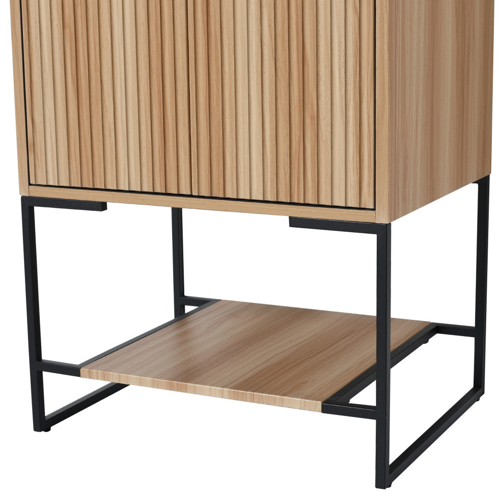 Plywood Freestanding Bathroom Vanity Set with White Ceramic Sink , Maple, 24