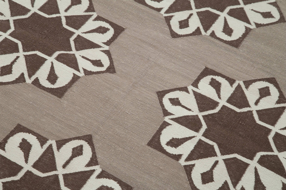 Rug N Carpet - Handmade Wool 3' 10'' x 5' 5'' Modern Design Dhurrie Kilim Rug