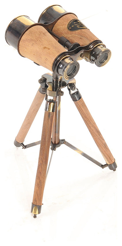 Wood/Brass Binocular On Stand