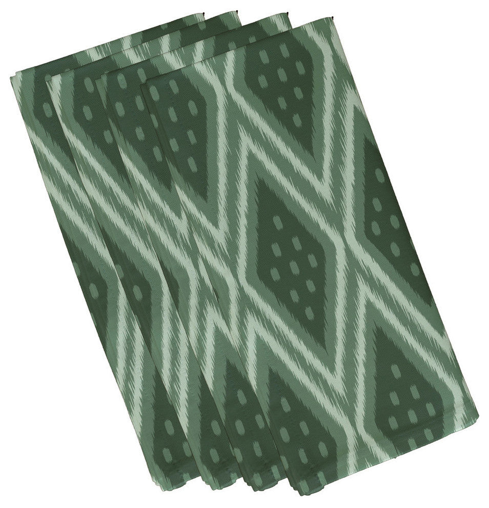 Ikat Diamond Dot Geometric Print Napkin, Herb Green, Set of 4