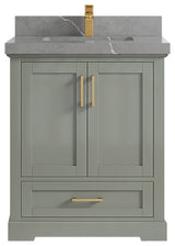Boston 30 Single Sink Bath Vanity in Evergreen 2" Piatra Gray