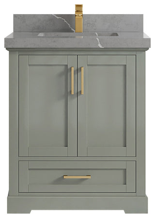 Boston 30 Single Sink Bath Vanity in Evergreen 2" Piatra Gray