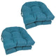 16" Polyester Solid Outdoor U-Shaped Tufted Chair Cushions, Set of 4, Sea Blue