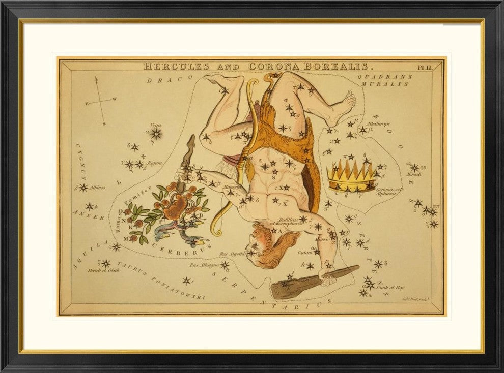 "Hercules and Corona Borealis, 1825"  by Jehoshaphat Aspin, 46x34"