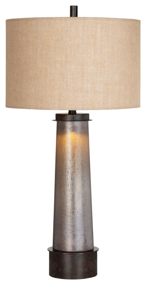 Rhodes 35" Table Lamp With Burlap Drum Shade, Bronze