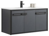 Oakville Wall Mount Bathroom Vanity, Onix Grey, 48", Black Hardware