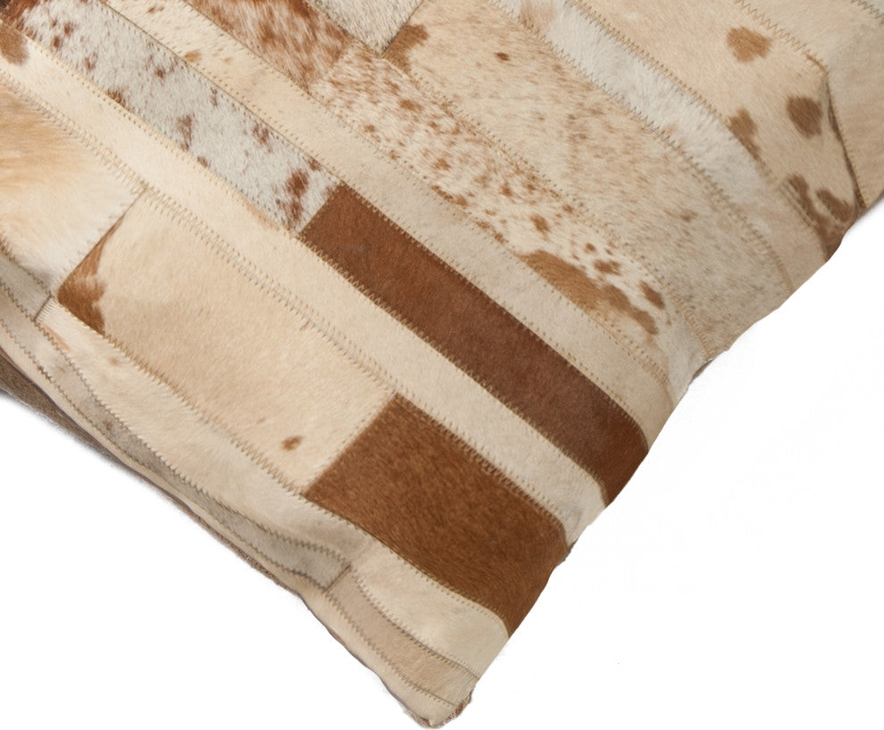Torino Classic Madrid Cowhide Pillow, Brown and White