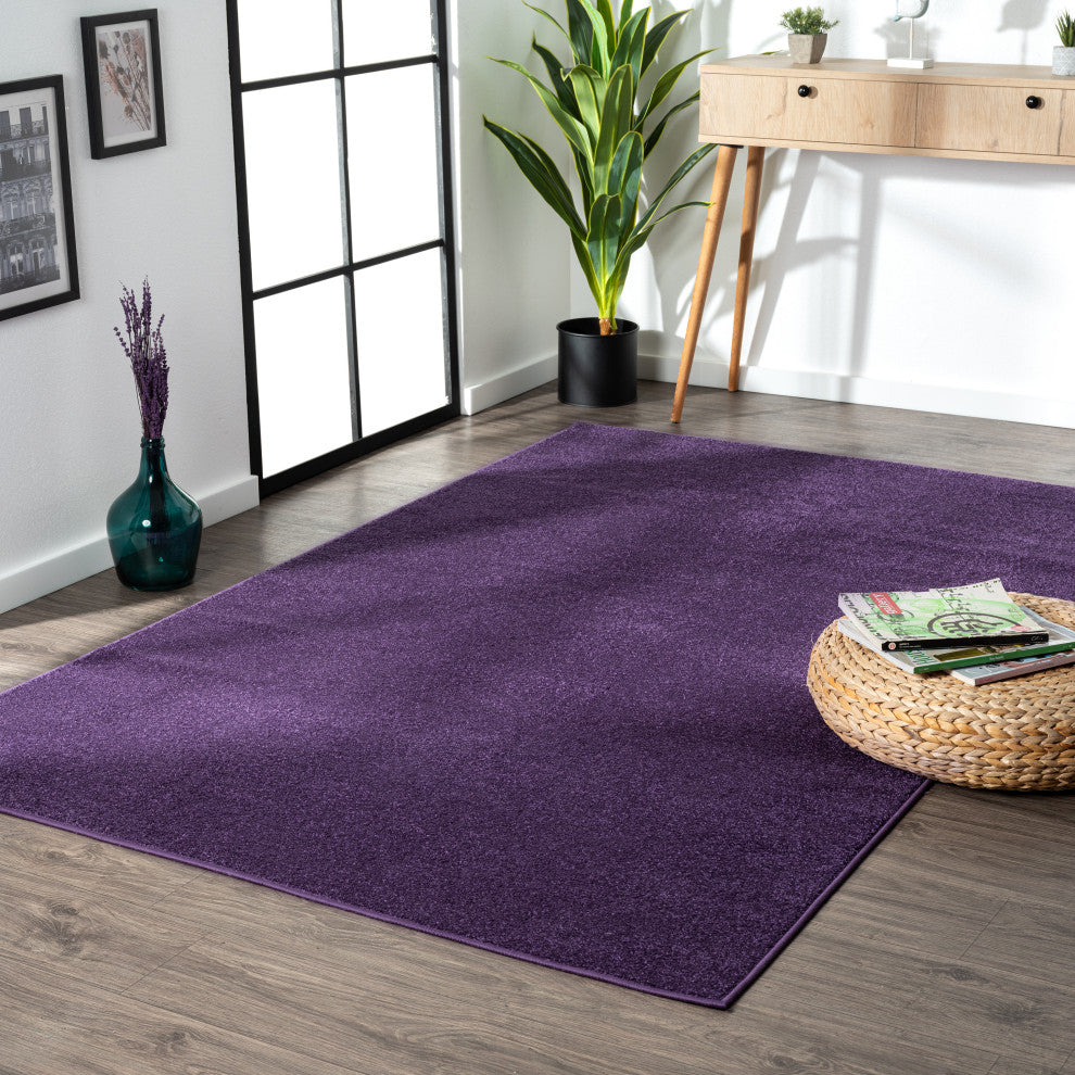 Haze Solid Low-Pile Purple 10 ft. x 14 ft. Area Rug
