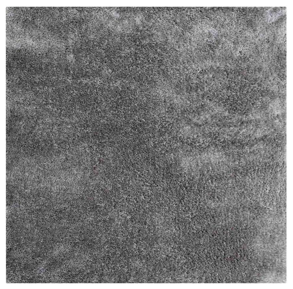 HAND TUFTED SHAG POLYESTER ECO-FRIENDLY AREA RUGS, Silver Color, Solid Design