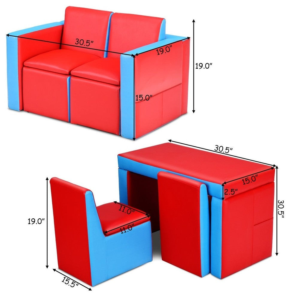 Sturdy Multi-functional Kids Sofa Table Chair Set