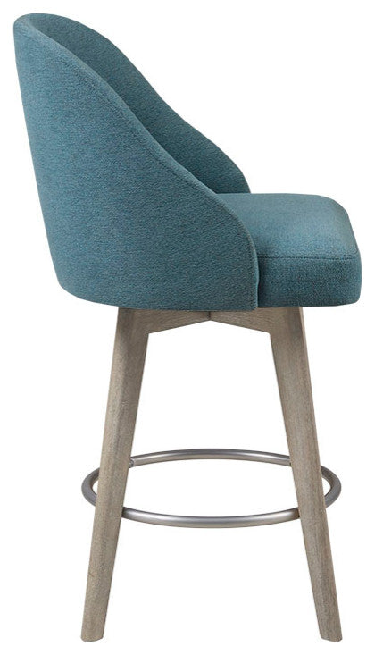Madison Park Pearce Swivel Stool Barrel Style, Teal, 25.75" Counter Stool