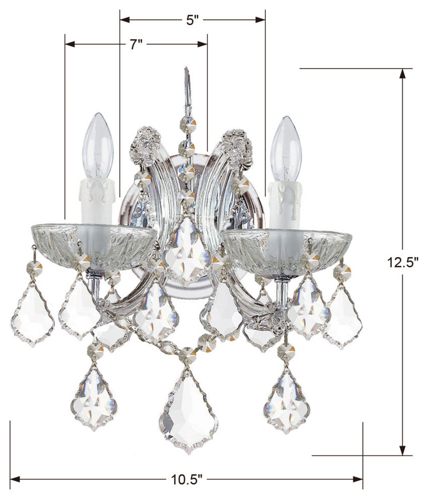 Crystorama Lighting Group 4472-CL-MWP Maria Theresa 2 Light 13" - Polished