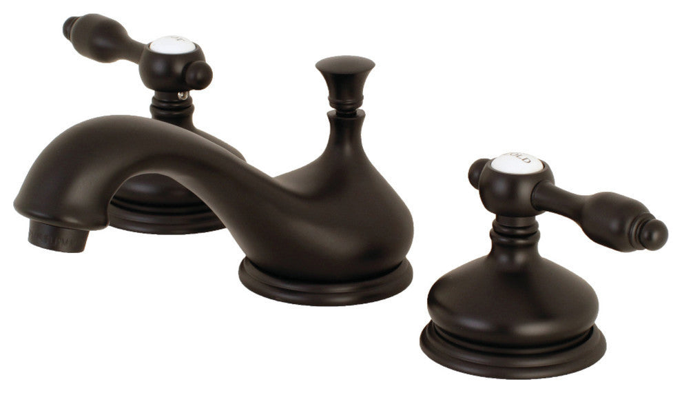 Kingston Brass Widespread Bathroom Faucet With Brass Pop-Up, Matte Black