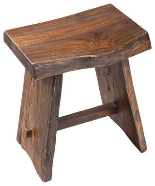 Nordic Style Teak Stool with Curved Seat