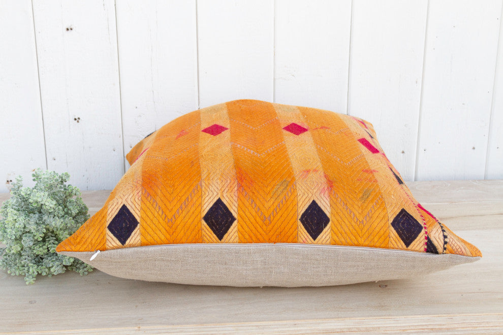 Gulmohar Silk Phulkari Pillow