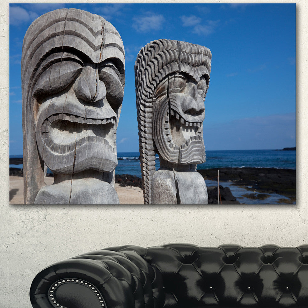Hawaiian Tiki Gods, Oversized Landscape Canvas Art, 40"x30"