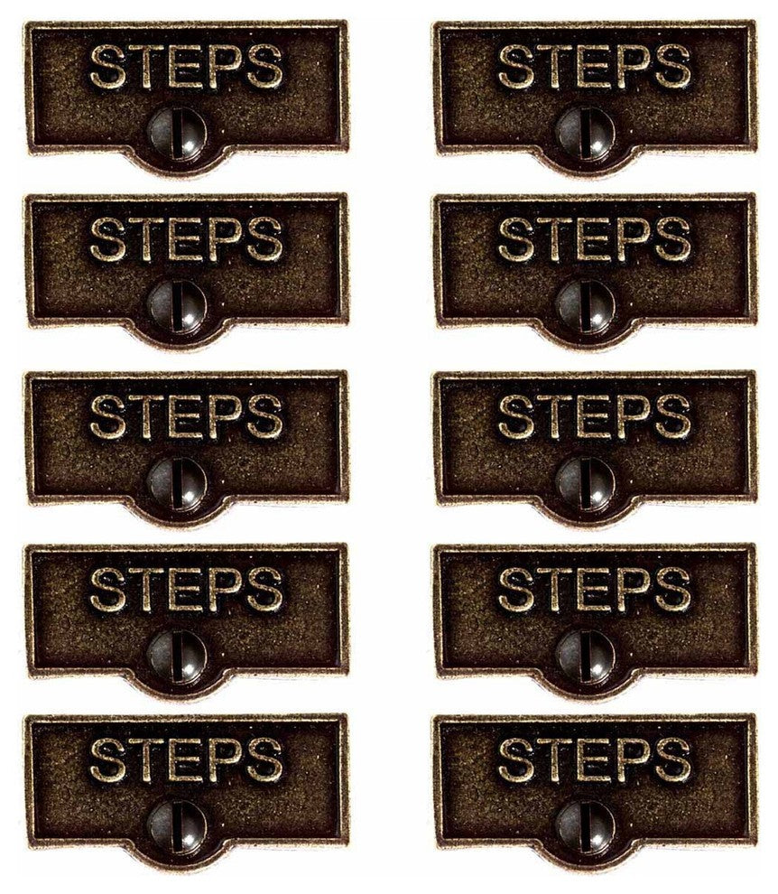 10 Switch Plate Tags STEPS Name Signs Labels Cast Brass |