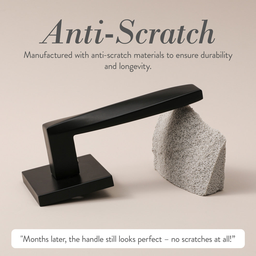 Modern Heavy Duty Designer Interior Door Lever - Convex Collection, Matte Black, Passage Right Hand