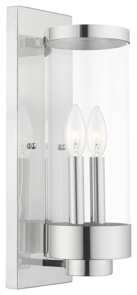 Livex Lighting Hillcrest 2 Light Polished Chrome Medium Outdoor Wall Lantern