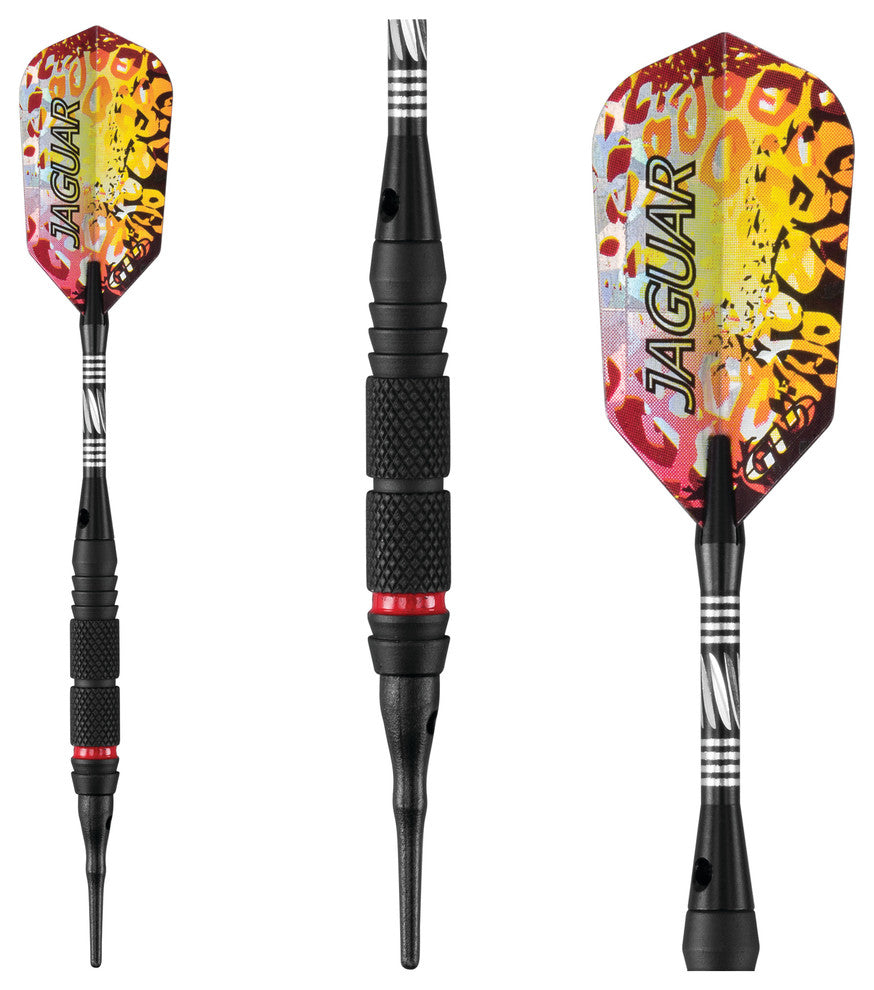 Jaguar Tungsten Soft Tip Darts, 2 Knurled Rings, 18 Grams