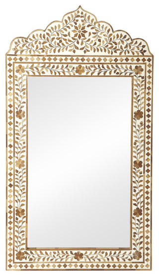 Bone Inlay Mirror, Light brown