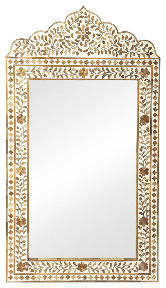 Bone Inlay Mirror, Light brown
