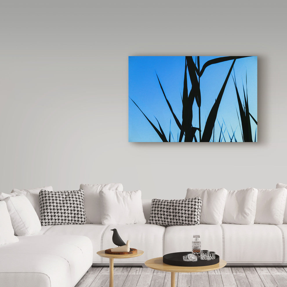 "Shapes Black On Blue" by Anthony Paladino, Canvas Art