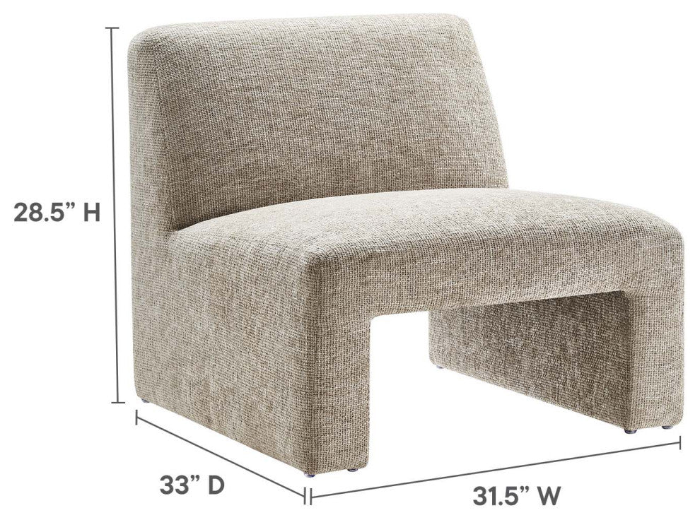 Amita Chenille Upholstered Accent Chair - Khaki