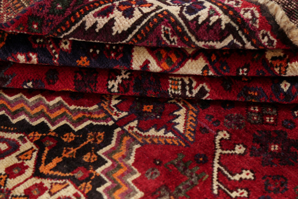 Consigned, Persian Antique Oriental Traditional Hand-Knotted Area Rug, Red, 7x9