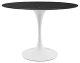Lippa 42" Oval Artificial Marble Dining Table White Black -5169