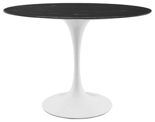 Lippa 42" Oval Artificial Marble Dining Table White Black -5169
