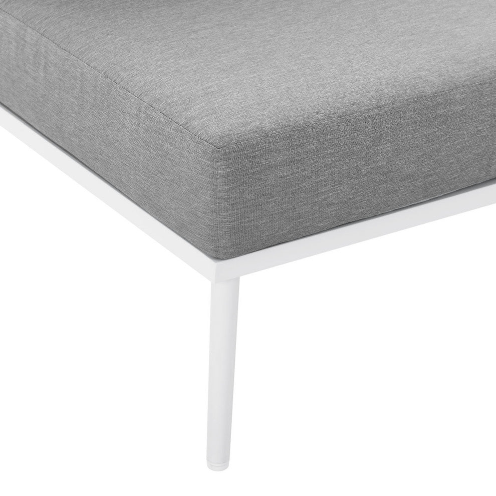 Lounge Middle Chair, White Gray, Aluminum, Modern, Outdoor Hospitality
