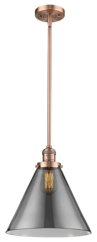 1-Light X-Large Cone 12" Pendant, Antique Copper, Glass: Smoked
