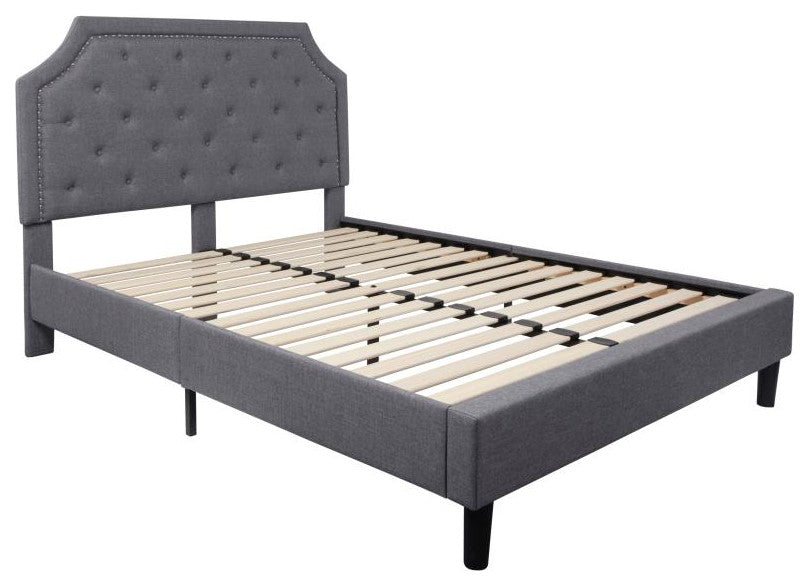Brighton Tufted Platform Bed w/10" Pocket Spring Mattress,Light Gray-King