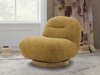Modrest Renee Modern Mustard Fabric Swivel Accent Chair