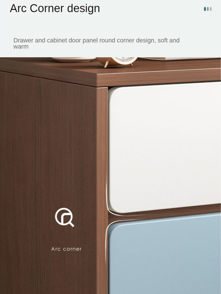 Nordic Wooden Bedside Table Of Drawers For Bedroom, Wood + White, 1 Drawer