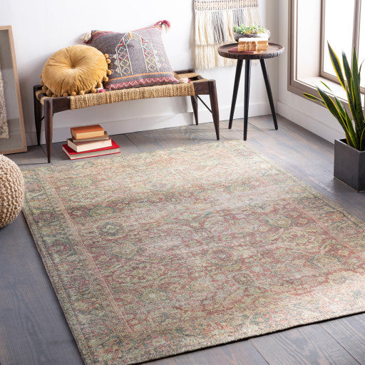 Surya Unique UNQ-2303 5'x7'6" Rug, Olive/Teal/Rust/Wheat