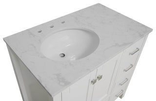 Horizon 36" Bathroom Vanity, White, Engineered Carrara