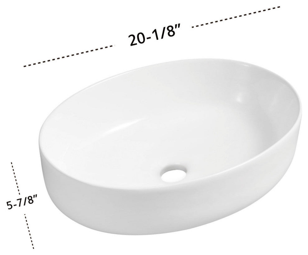 Dowell Ceramic Vessel Sink, Gloss White, Oval